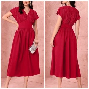 NEW Batwing Sleeve A-Line V neck Dress. Size L